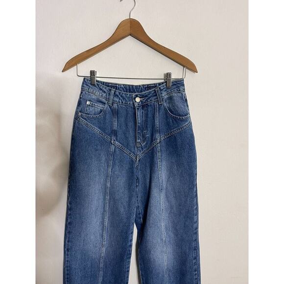 Naked Wardrobe 25 Jeans Wide Leg Seamed Stitched Front Baggy Oversized Denim NEW - Picture 5 of 10